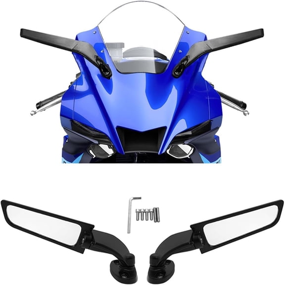 Motorcycle Mirrors Stealth Winglets Mirror To Rotate Adjustable Mirrors | Compatible With Kawasaki Ninja 250 300 YAMAHA YZF R3 R6 R15 Premium Gift