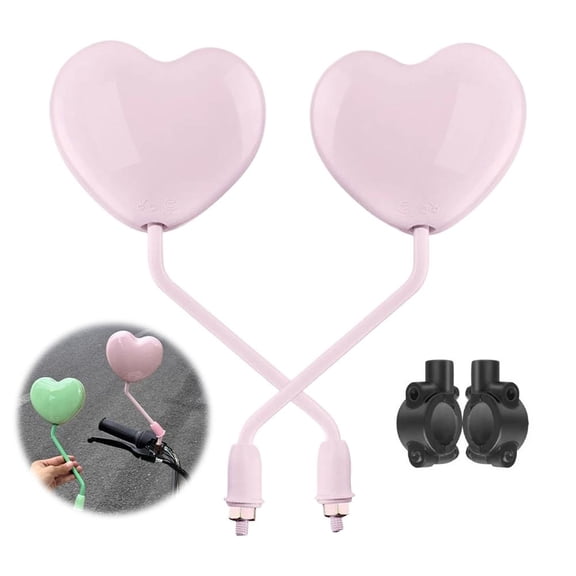 Motorcycle Mirrors for M8 Threaded or Handlebar Mount,Heart Shaped Motorcycle Rear View Mirrors, E-Bikes, Scooters, ATVs, and UTVs
