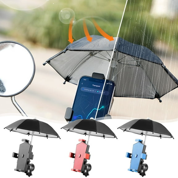Motorcycle Mobile Phone Holder Stand & Umbrella Rainproof Sunshade Bicycle Outdoor Scooter Phone Clip Handlebar Mount, Universal Phone Sun Shade Cover