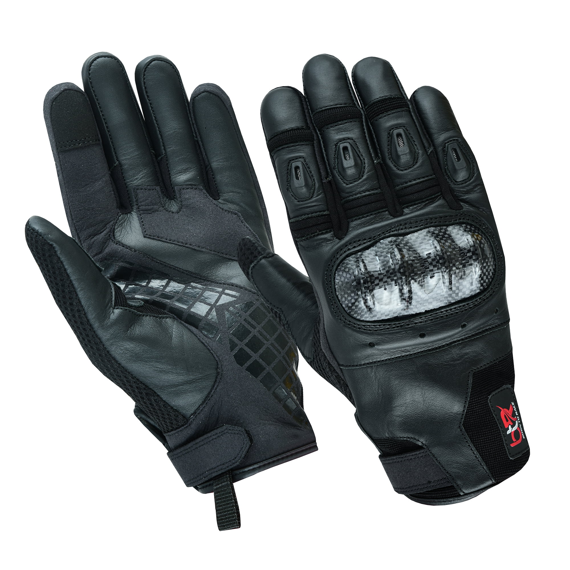 Motorcycle Motocross Cowhide Leather Gloves Knuckle Protection Air Vent Motorbike Gloves Black-L