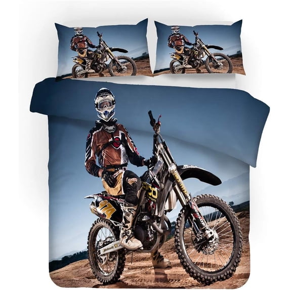 Motorcycle Motocross Duvet Cover Set,Bedding Set for Kids and Adult, Home Decor, King Size