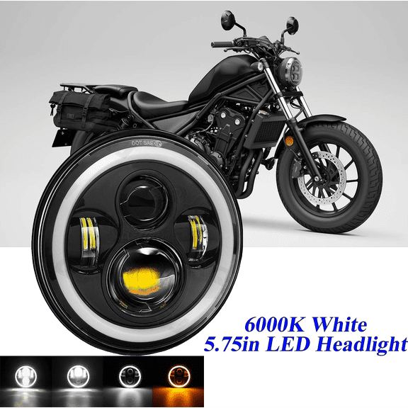 Motorcycle Motor Super-Bright 5-3/4" 5.75" inch LED Headlight with Hi/Lo Beam & DRL Turn Singal for Honda Rebel CMX125 CMX 500 250