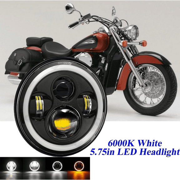 Motorcycle Motor Super-Bright 5-3/4" 5.75" inch LED Headlight with Hi/Lo Beam & DRL Turn Singal for Honda Shadow Spirit 750