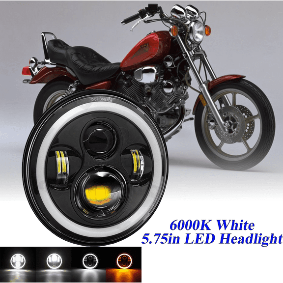 Motorcycle Motor Super-Bright 5-3/4" 5.75" inch LED Headlight with Hi/Lo Beam & DRL Turn Singal for Yamaha Virago 250 750 535 1100 Vmax 1200