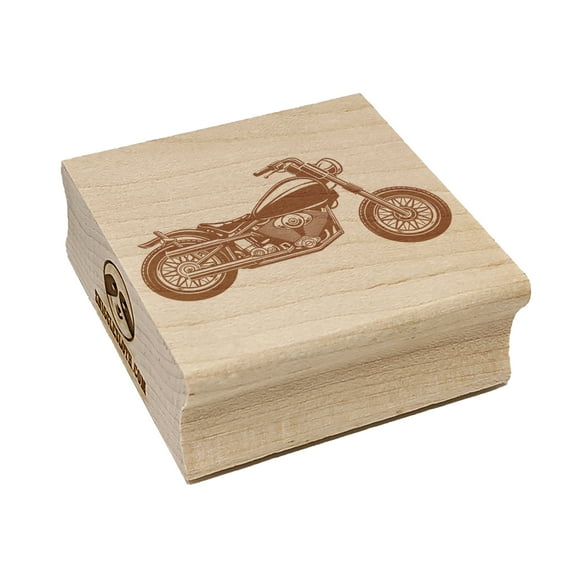 Motorcycle Motorbike Biker Vehicle Wheels Hog Square Rubber Stamp Stamping Scrapbooking Crafting - Small 1.25in