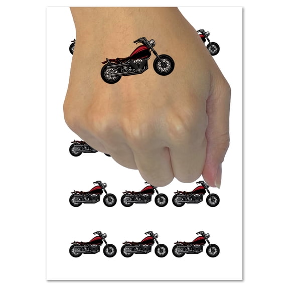 Motorcycle Motorbike Biker Vehicle Wheels Hog Water Resistant Temporary Tattoo Set Fake Body Art Collection - 15 2" Tattoos (1 Sheet)