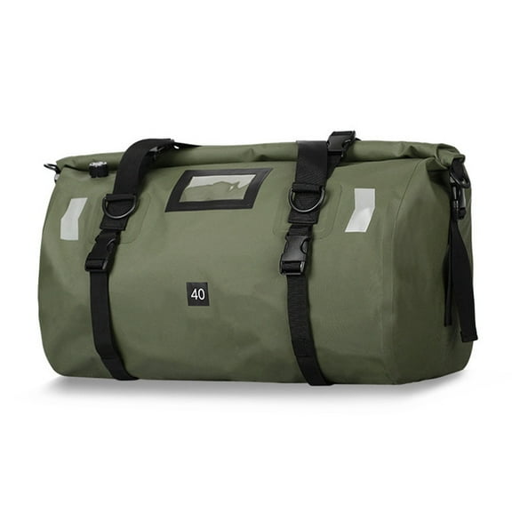 Motorcycle Motorcycle Dry Bag, Large Capacity Waterproof Duffle Bag With Roll Top Closure, Shoulder Straps, Reflective Design Army Green, 40L