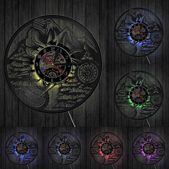 Motorcycle Mountain Rider Extreme Riding Riders Racing BMX Wall Clock Motocross Motorbike Dirt bike Vinyl Record Wall Clock Gift