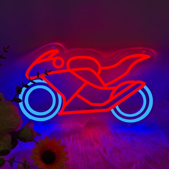 Motorcycle Neon Signs for Wall Decor, Motorcycle Racing Neon Lights for Man Cave Signs for Room Decor, Led Light Up Sign with USB Powered for Boys, Bar, Hotel, VIP Room, Home Decoration