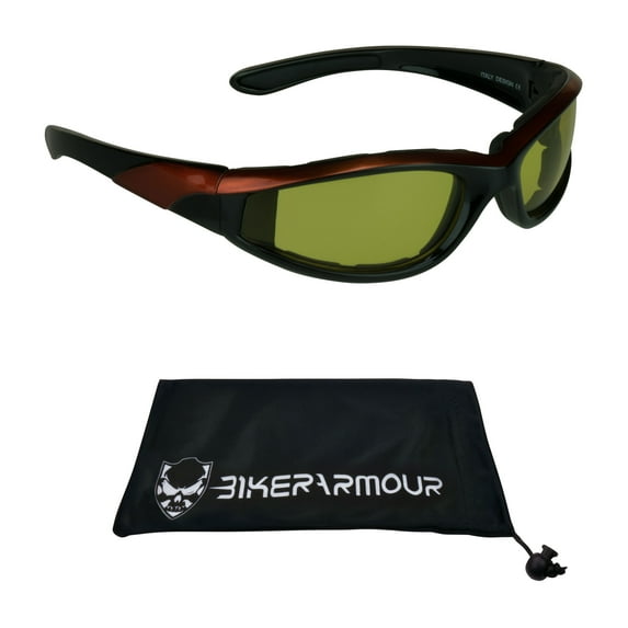 Motorcycle Night Riding Safety Glasses with Yellow Lenses for Men and Women.