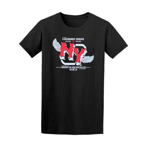Motorcycle Ny Brooklyn Black T-Shirt Men -Image by Shutterstock, Male Small