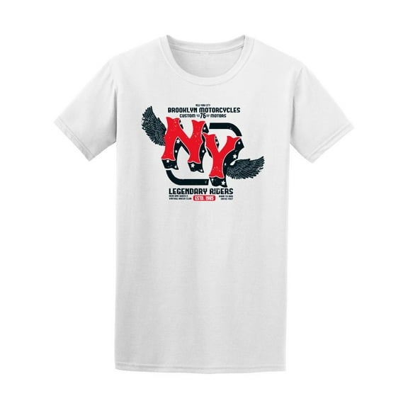 Motorcycle Ny Brooklyn White T-Shirt Men -Image by Shutterstock, Male Medium