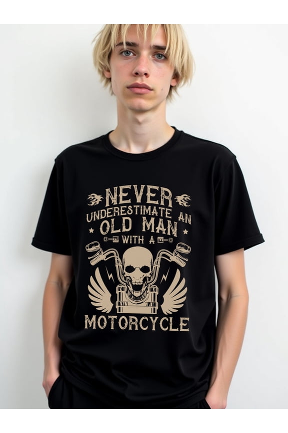 Motorcycle Old Man Tee men's Crew neck T-shirts black short graphic tees Comfortable loose T-shirt Casual Unisex Shirt Graphic tshirts