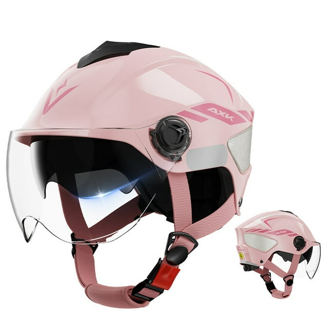Motorcycle Open Face Helmet With Dual Lens, Sun Visor And Wind Shield