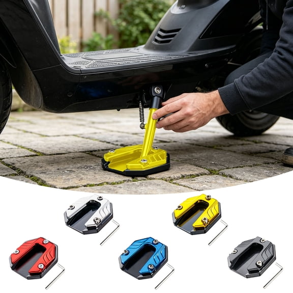 Motorcycle Parking Essential Widened Side Stand Extension Pad Hard Alloy Anti Slip Kickstand Support Plate For Scooter Bike Uneven Ground Stabilizing Accessory