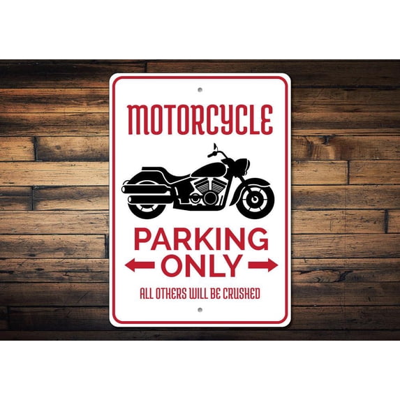 Motorcycle Parking Novelty Decor, Metal Wall Sign - 10x14 Inches