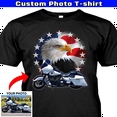 thumbnail image 1 of Motorcycle Personalized T-shirt, Biker custom photo t-shirt, funny t-shirt gift for bikers Print on the back, American Eagle Motorcycle t-shirt (BK89), 1 of 5
