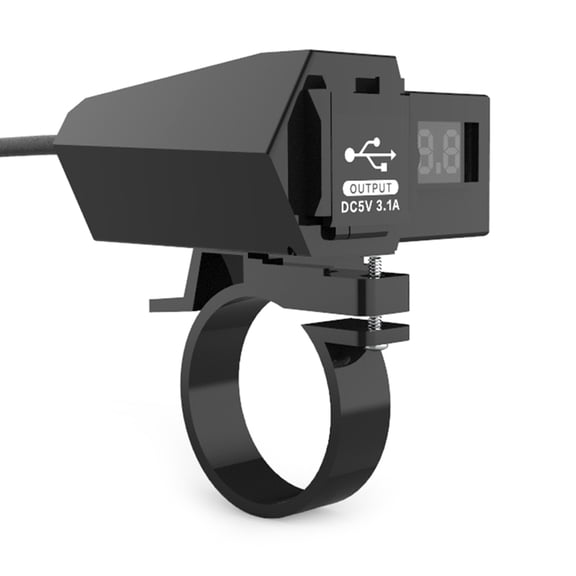 Motorcycle Phone Charging Socket with Switches Voltmeter Double USB Fast Charging Outlet Handlebar Mounted Outlet