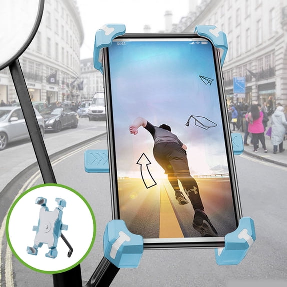 Motorcycle Phone Holder, 1s Lock and Release Phone Mount for Motorcycle Scooter Moped Rear View Mirror Phone Mount for 3.5-6.8 inch Cell Phone, Motorbike Rearview Mirror Phone Holder(Handlebar Style)