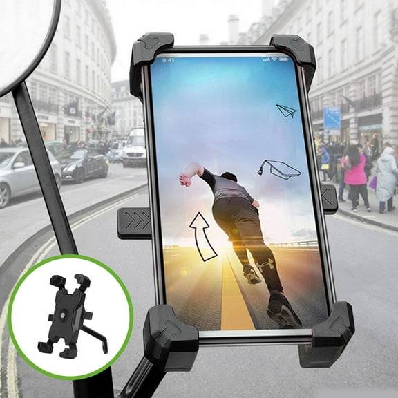 Motorcycle Phone Holder, 1s Lock and Release Phone Mount for Motorcycle Scooter Moped Rear View Mirror Phone Mount for 3.5-6.8 inch Cell Phone, Motorbike Rearview Mirror Phone Holder(Handlebar Style)