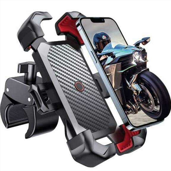 Motorcycle Phone Mount  [1s Auto Lock][100mph Military Anti-Shake] Bike Phone Holder for Bicycle  [10s Quick Install] Handlebar Phone Mount  Compatible with IPhone  Samsung  All Cell Phone