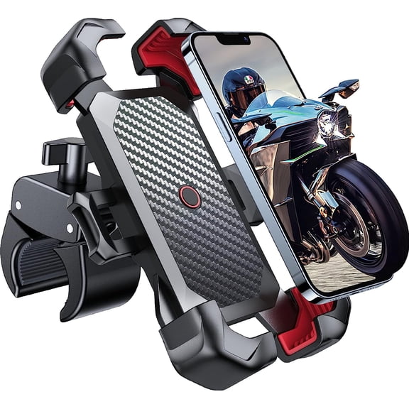 Motorcycle Phone Mount, [1s Auto Lock][100mph Military Anti-Shake] Bike Phone Holder for Bicycle, [10s Quick Install] Handlebar Phone Mount, Compatible with iPhone, Samsung, All Cell Phone