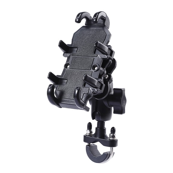 Motorcycle Phone Mount, 360 Degree Rotatable Adjustable Bike Phone Holder Handlebar Bracket for 4 to 6.7 inch Smartphones Anti-Slip Shock Absorption Mobile Holder Black