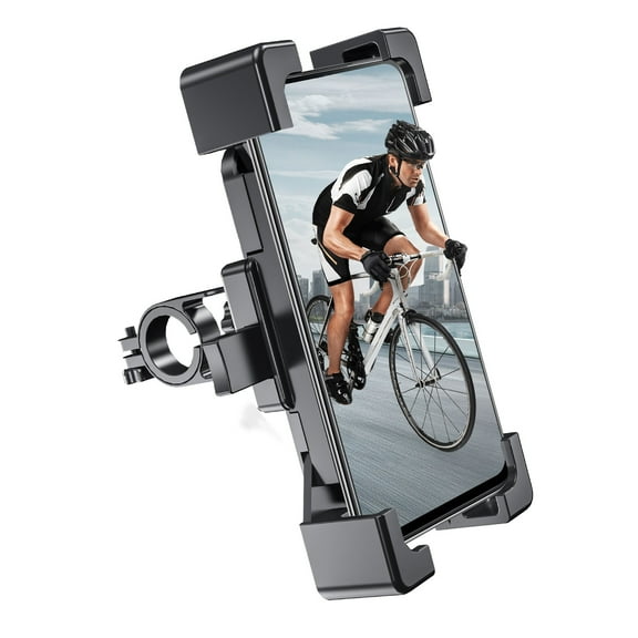 Motorcycle Phone Mount, 360° Rotation Bike Phone Holder with Auto-Lock and Shockproof Grip for One-Hand Navigation, Universal Handlebar Bracket for Bicycle Motorcycle Scooter Riding