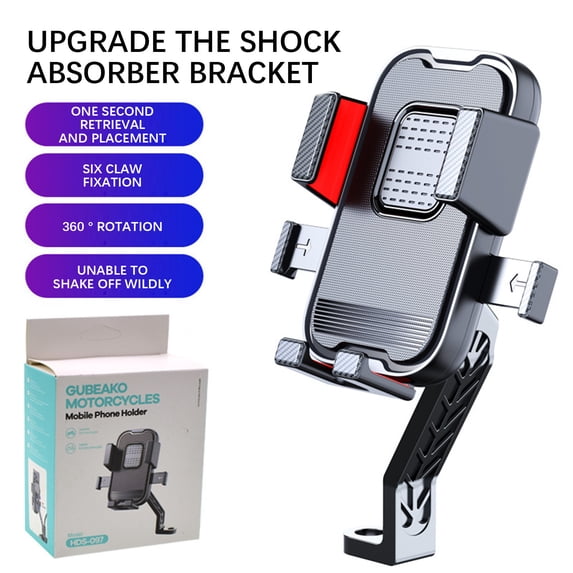 Motorcycle Phone Mount Carbon Fiber Alloy | Universal Handlebar Holder for 4.7-7.1" Phones | Shock Absorbing, Secure Locking, No Noise, Easy One-Hand Operation