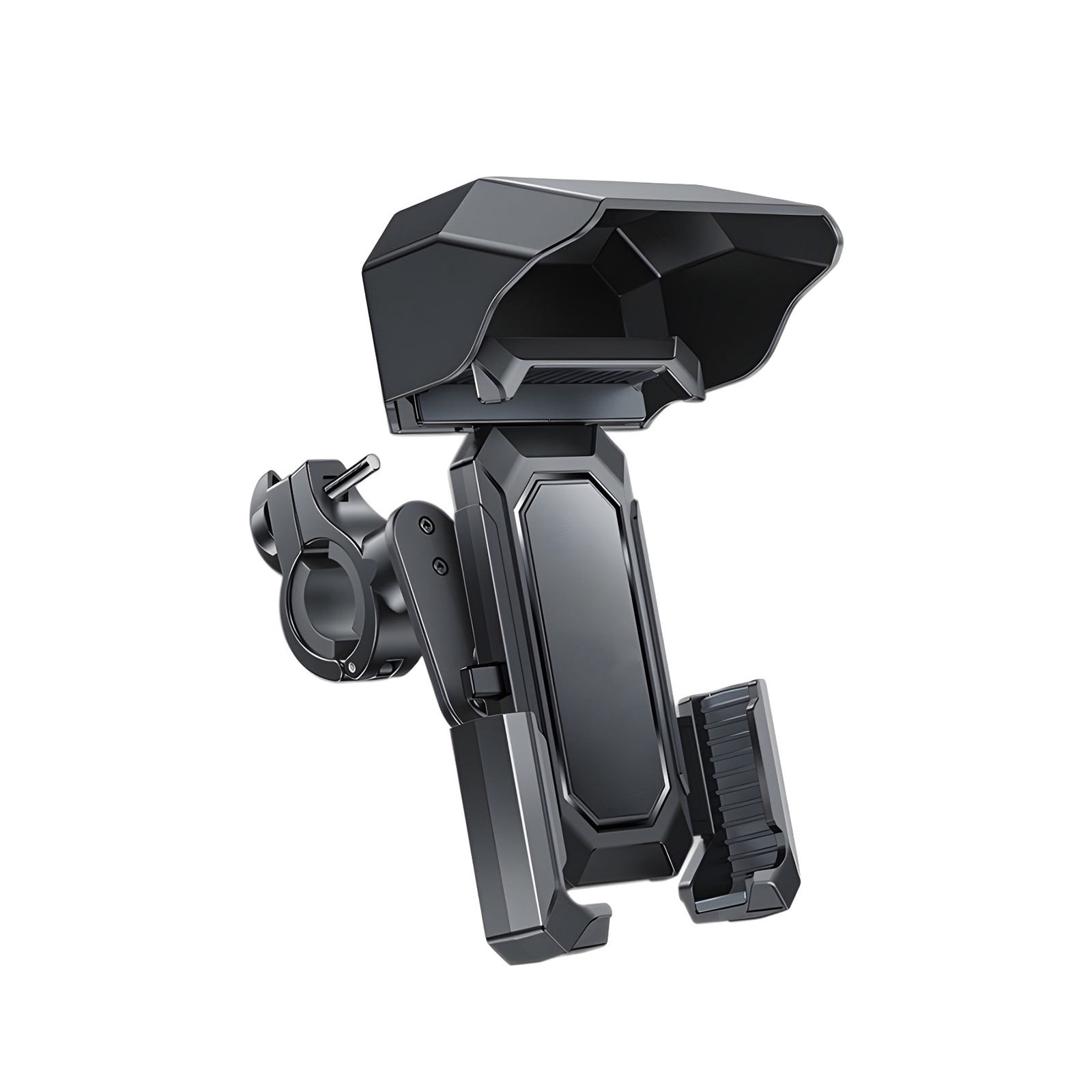 Motorcycle Phone Mount Holder with Sunshade Bike Phone Holder, Motorcycle Handlebar Cellphone Clamp Waterproof