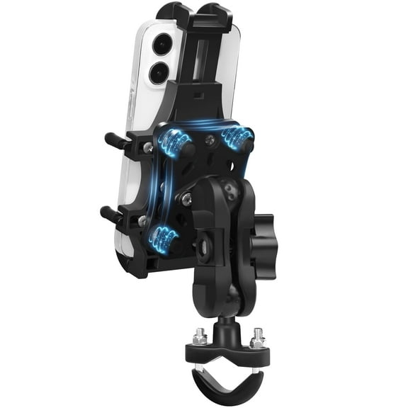 Motorcycle Phone Mount with Vibration Dampener, One-Hand Operation Bike Phone Holder Holds 4.7"-7.1" Cell Phones on Handlebar, ATV Cell Phone Holder for Bike Motorcycle Scooter ATV