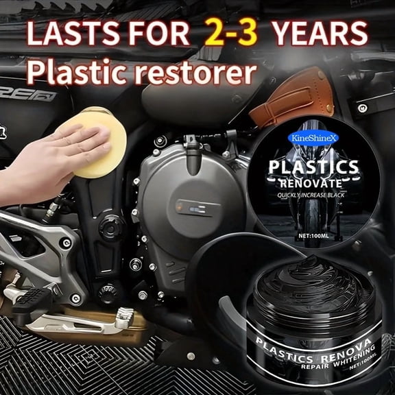 Motorcycle Plastic Restorer Trim Coating - Nano Wax Polish for Black Fading Car Exterior Rubber Bumper Seal Protector Shine Finish (1PC)