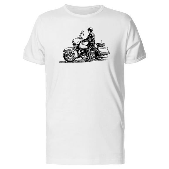 Motorcycle Policeman Sketch T-Shirt Men -Image by Shutterstock, Male XX-Large