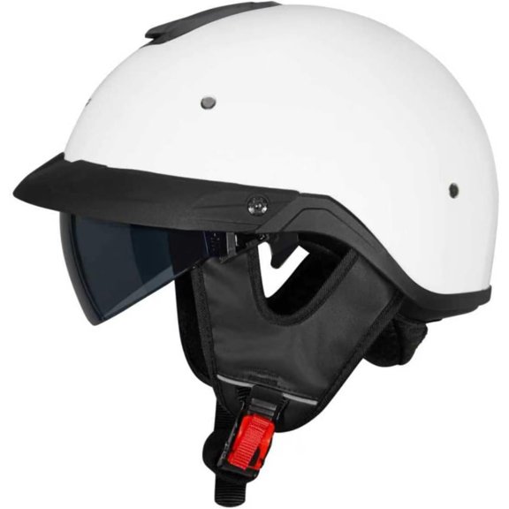 Motorcycle Protective Helmet, Half Face Face, Sun Vis Visite, Quick Release Buckle, Dot Certified Cycle Retro Cruiser Helmet for Men and Women, Adjustable