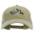thumbnail image 1 of Motorcycle Race Embroidered Washed Solid Pigment Dyed Cotton Twill Brass Buckle Cap - Khaki OSFM, 1 of 5