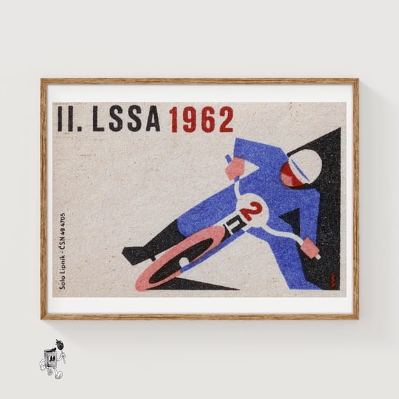 Motorcycle Racer Matchbox Print, Unframed Paper Poster 8x10in