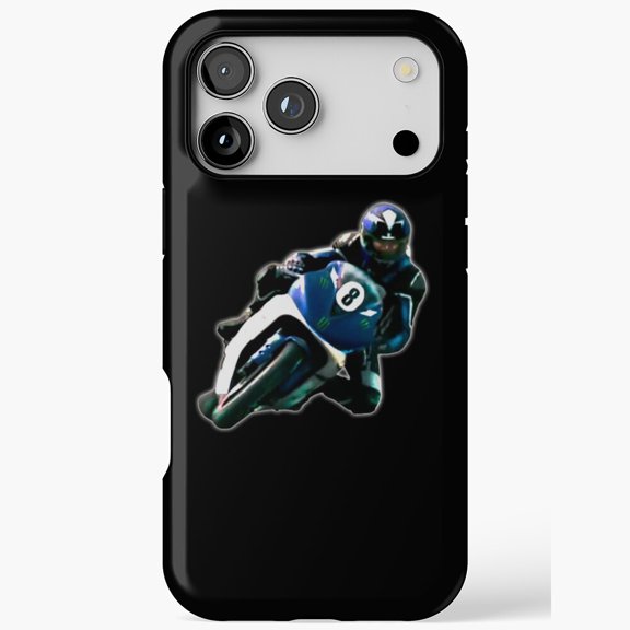 Motorcycle Racer Number 8 Speed Demon Blue for iPhone Case 11 to 17 Pro Max