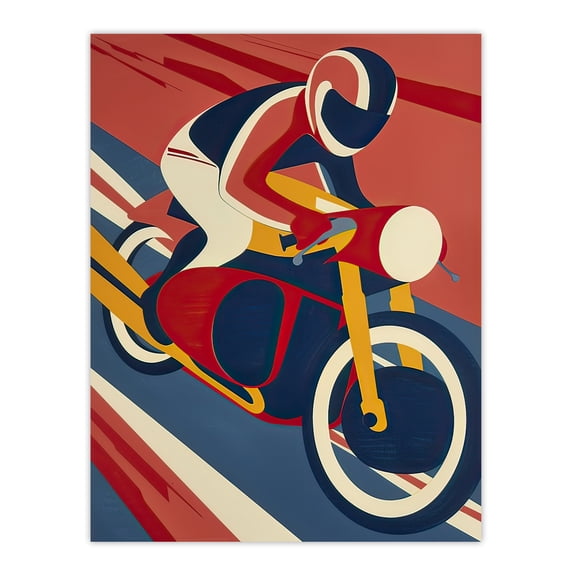 Motorcycle Racing Red Blue Yellow Biker Sport Living Room Extra Large XL Wall Art Poster Print