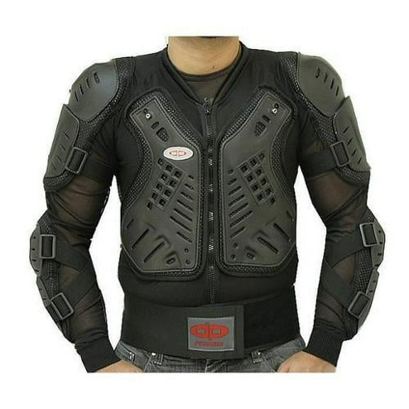Motorcycle Racing Riding Full Body Armor Spine Protection Jacket w/ GP Armor Black Medium
