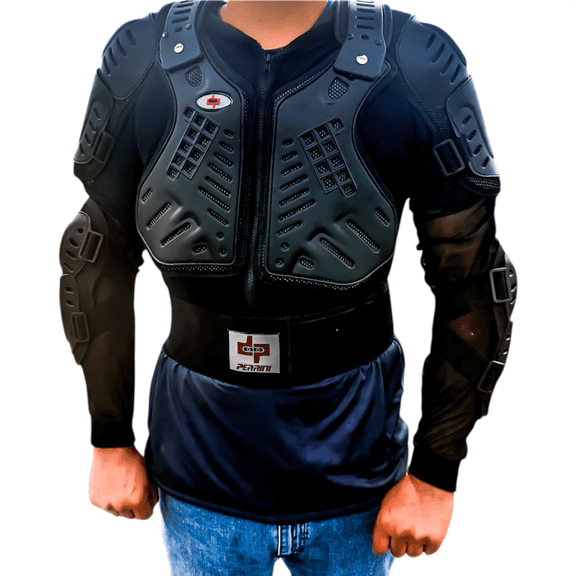 Motorcycle Racing Riding Full Body Armor Spine Protection Jacket w/ GP Armor Black Small