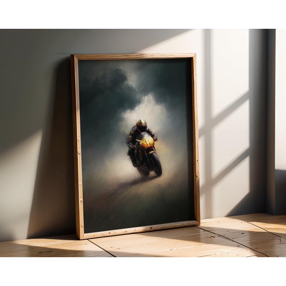 Motorcycle Racing Speed Action Wall Art Modern Home Decor , Poster Print Only