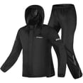 thumbnail image 1 of Motorcycle Rain Suit,Waterproof Hi Vision Reflective Bicycle Rain Coat with Adjustable Hood (Black, Small), 1 of 8
