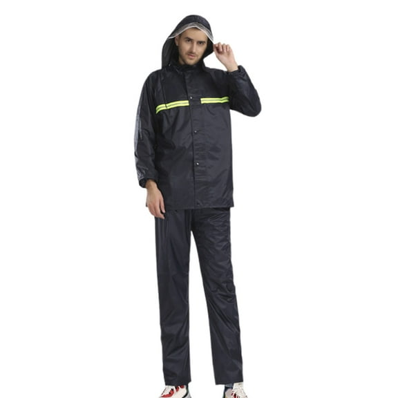 Motorcycle Rain Suit for Men & Women, Waterproof Rain Jacket Trouser Suit with Reflective Strip, Sport Raincoat Anti-storm