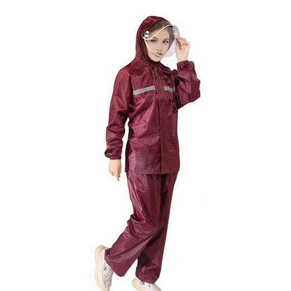 Motorcycle Rain Suit for Men & Women, Waterproof Rain Jacket Trouser Suit with Reflective Strip, Sport Raincoat Anti-storm