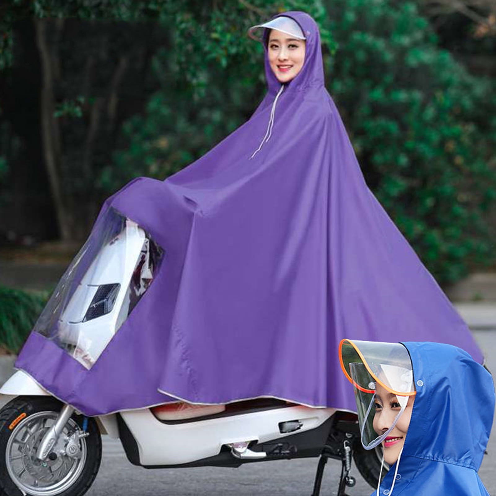 Motorcycle Raincoat Cycling Rain Poncho Waterproof Scooter Rain Capes for Men WomenOxford Without Retroreflector Purple 4XL Thicken