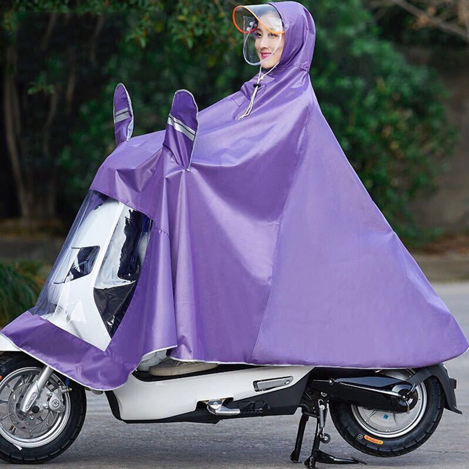 Motorcycle Raincoat Cycling Rain Poncho Waterproof Scooter Rain Capes for Men WomenOxford with Retroreflector Purple 3XL Thicken