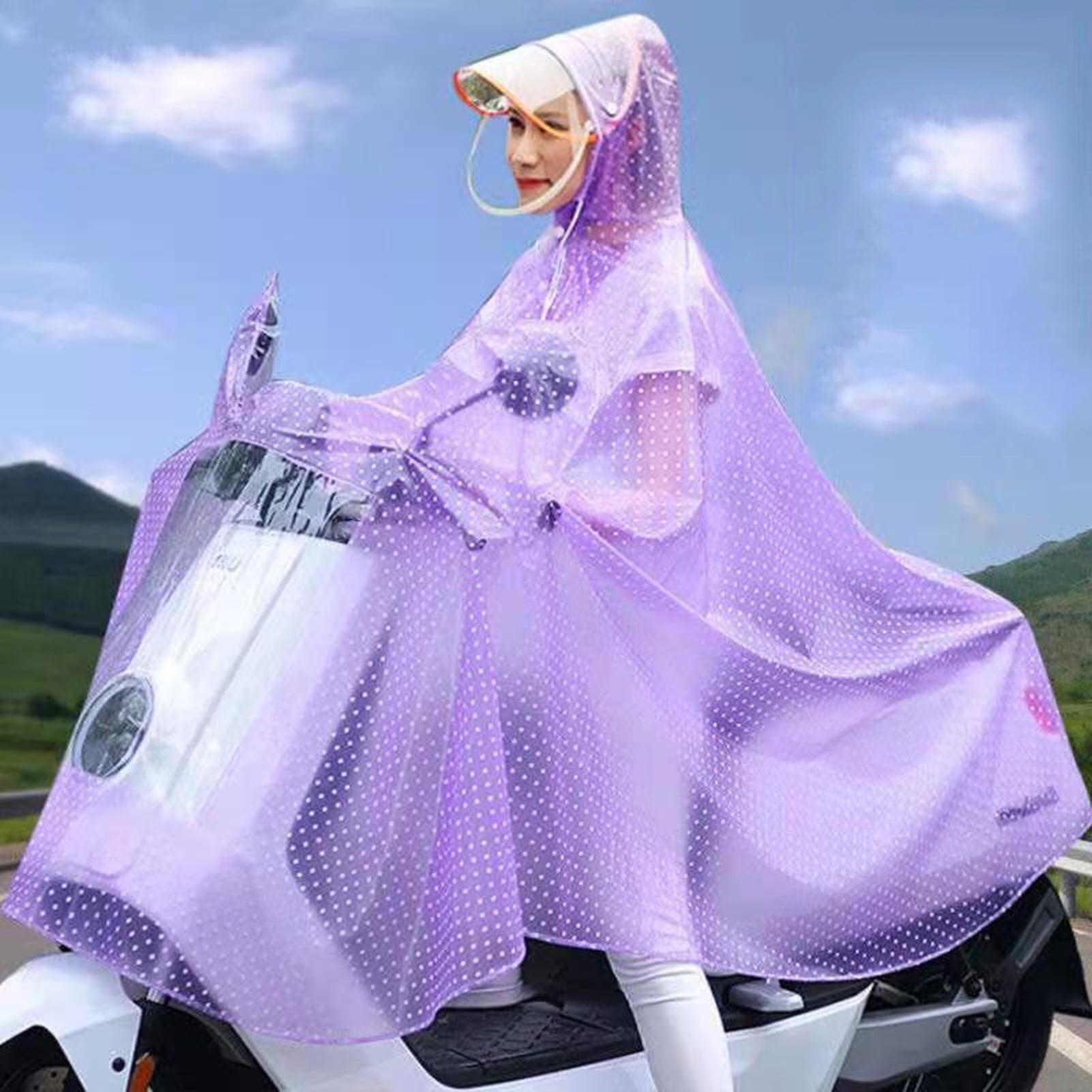 Motorcycle Raincoat Cycling Rain Poncho Waterproof Scooter Rain Capes for Men WomenViolet with Retroreflector 3XL Thicken