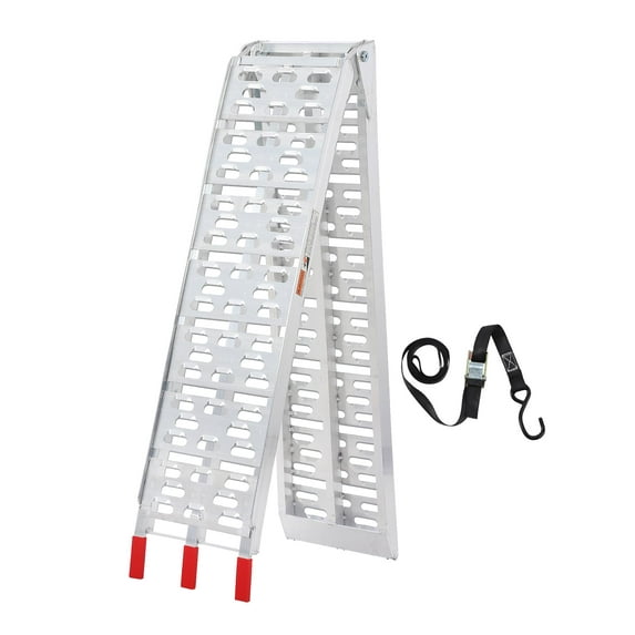 Motorcycle Ramps, 750lbs Folding Loading Ramps for Pickup Trucks Bed, Trailers Ramp with Load Straps for Motorcycle, Dirt Bike, UTV, Lawn Mower, Truck, Snowblower, Cargo Trailer, 89"L x 11"W (750Lbs)