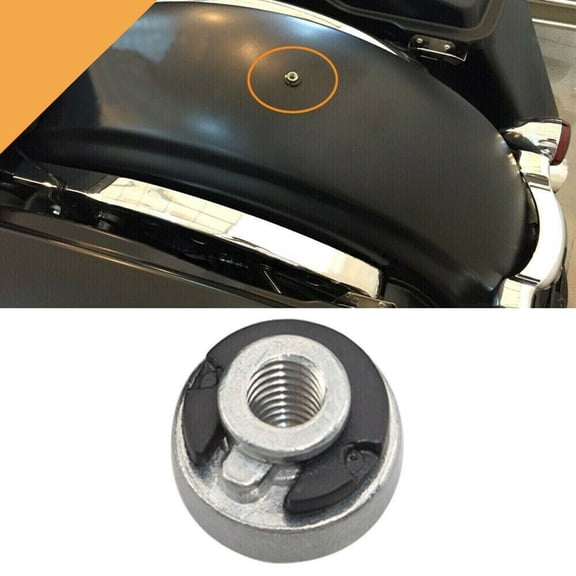 Motorcycle Rear Seat Fender Mount Nut Kit 1/4-20 Thread with Nylon Retaining Washer Metal Construction for 1996-2021, Silver