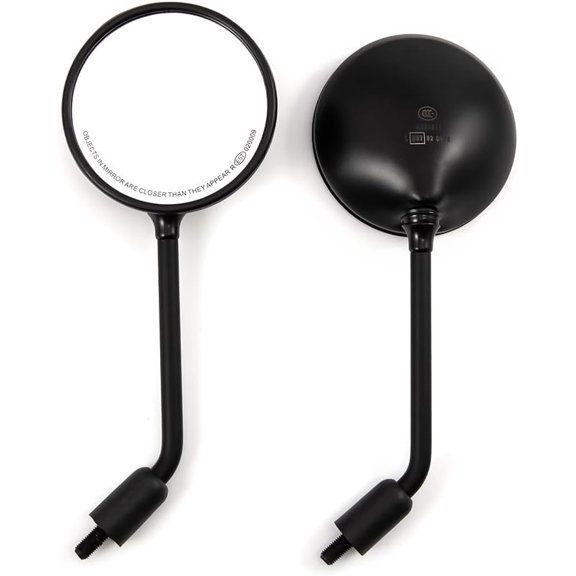 Motorcycle Rear View Mirror, Classic Retro Round Handlebar Side Mirror with 8 mm 10 mm Screws and Metal Shafts Compatible ATV Scooter Dirt Bike Cruis